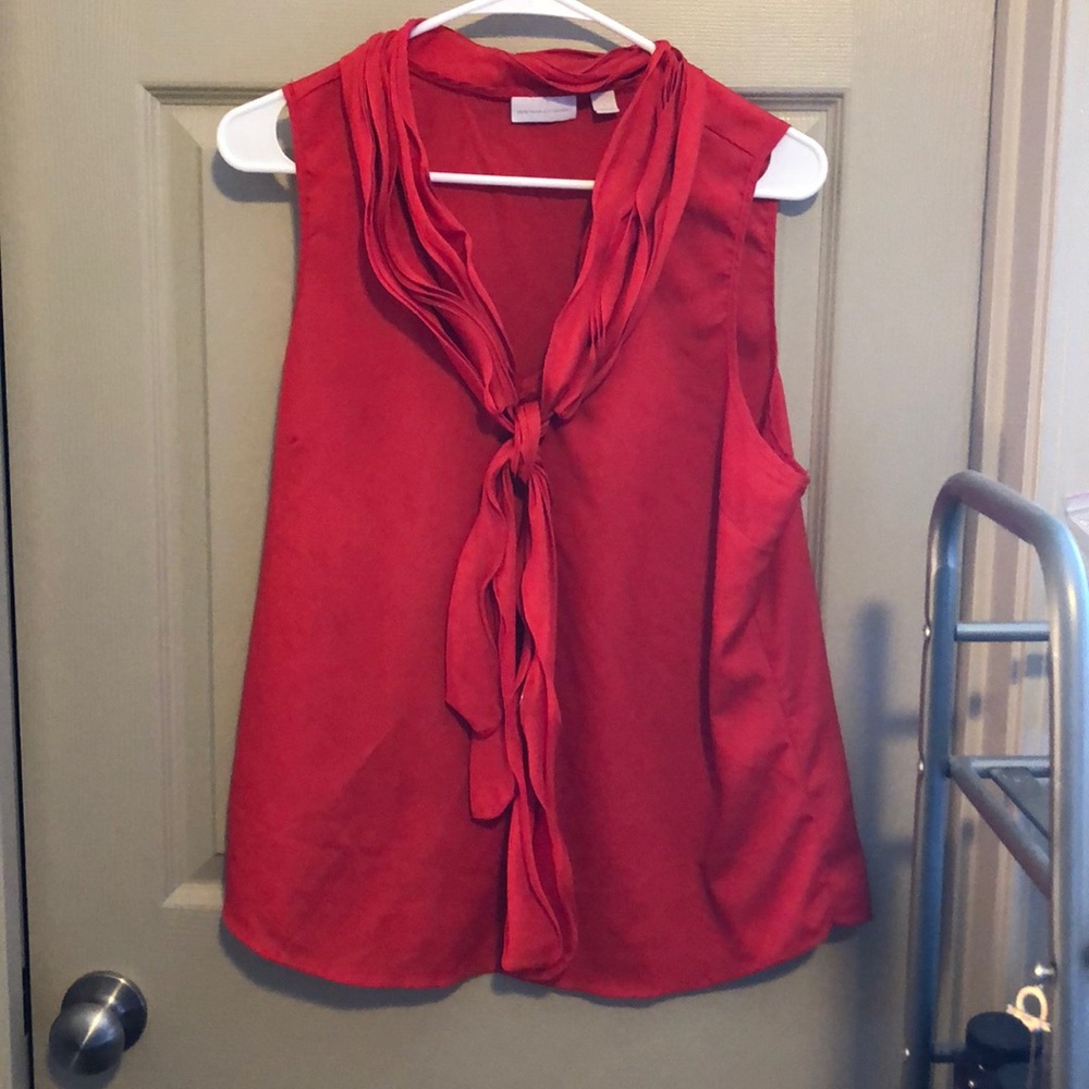 Red blouse with tie accent